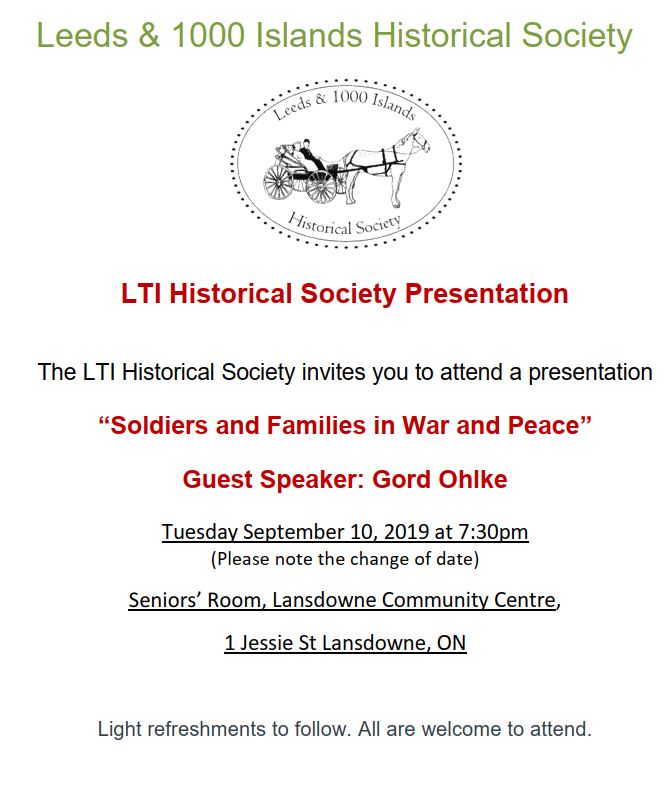 Leeds & Thousand Islands Historical Society Presentation