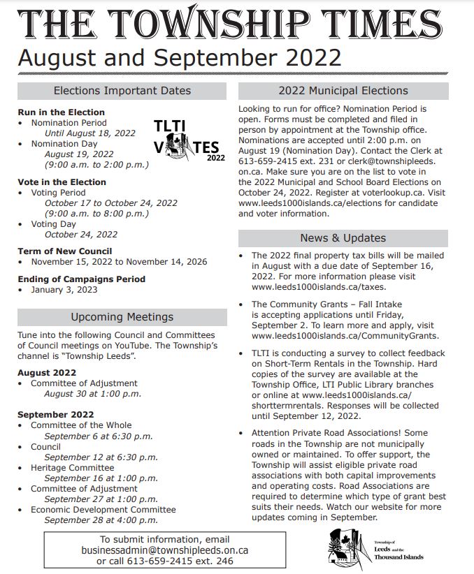 Township Times August.September 2022
